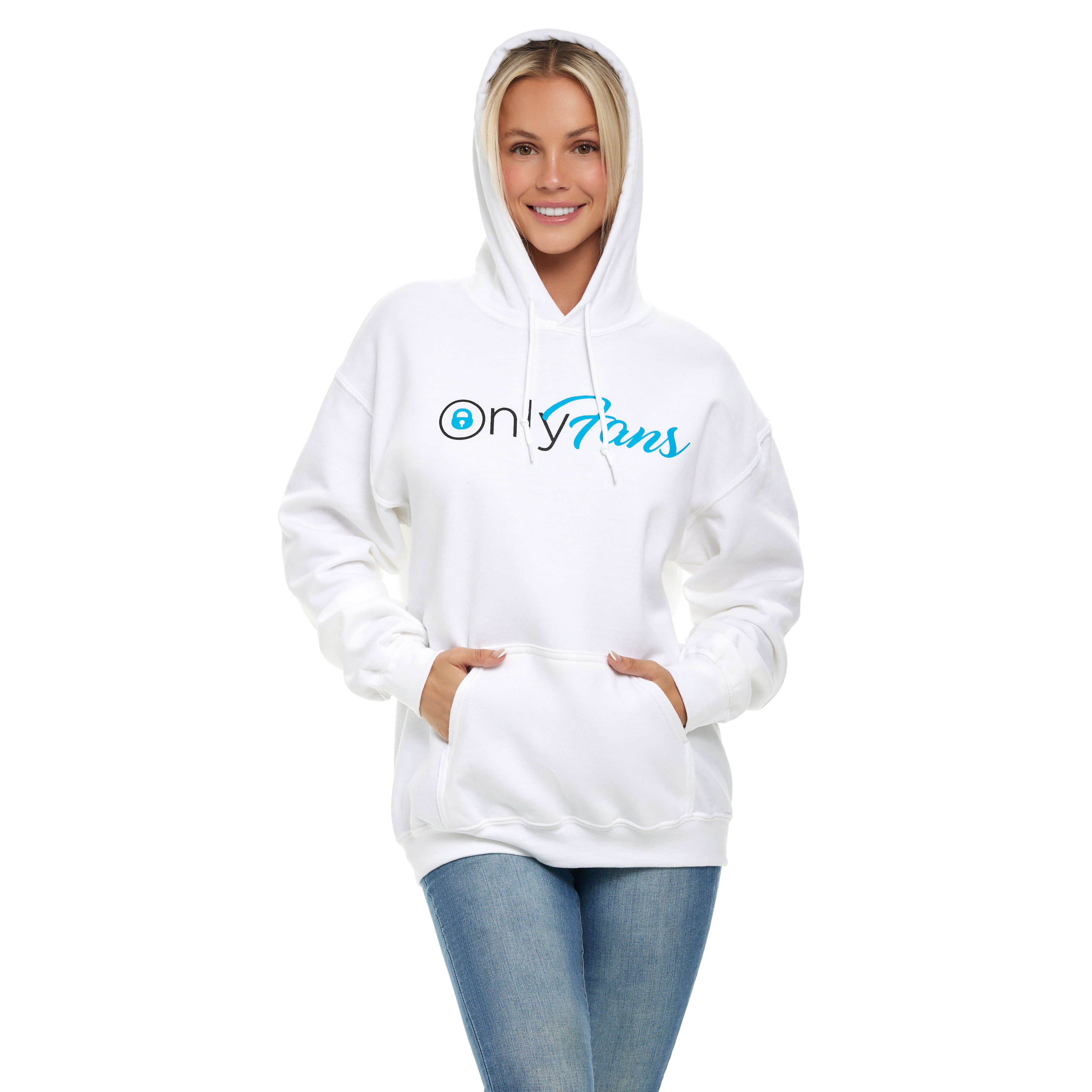 White hoodie in online store